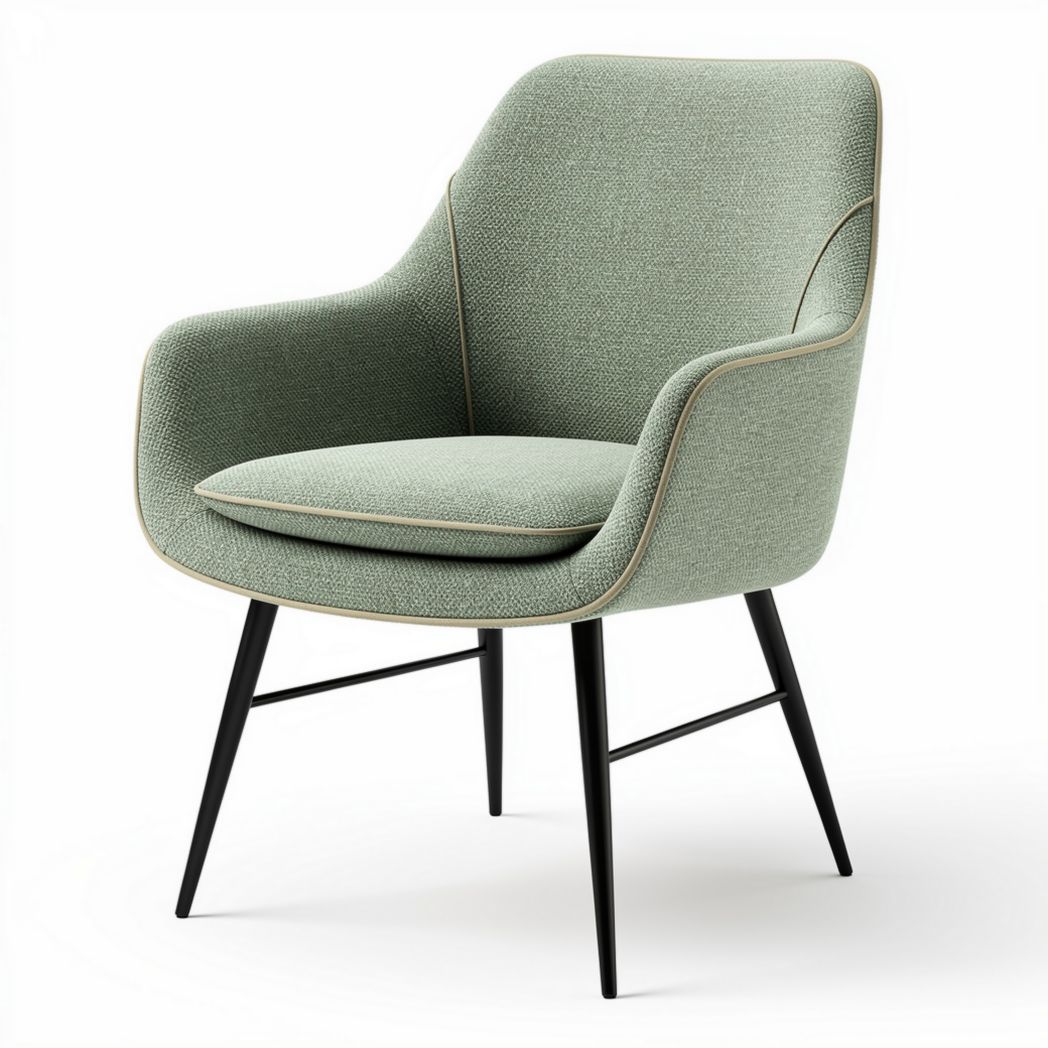 poltrona moderna in tessuto verde chiaro con gambe nere 70 x 70 x 80cm