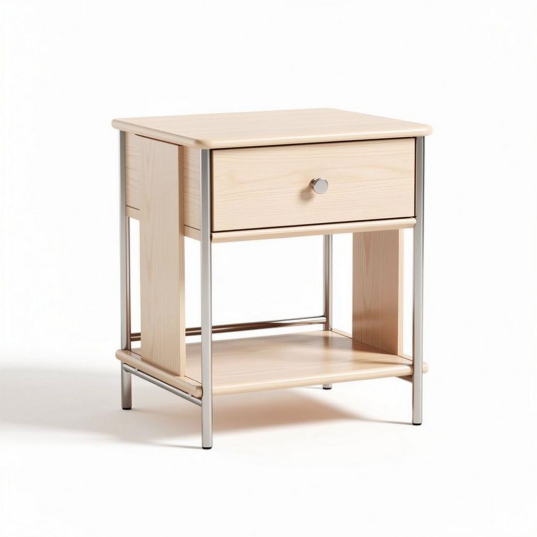 Tavolino in legno di pino con cassetto e ripiano inferiore 50 x 40 x 60cm