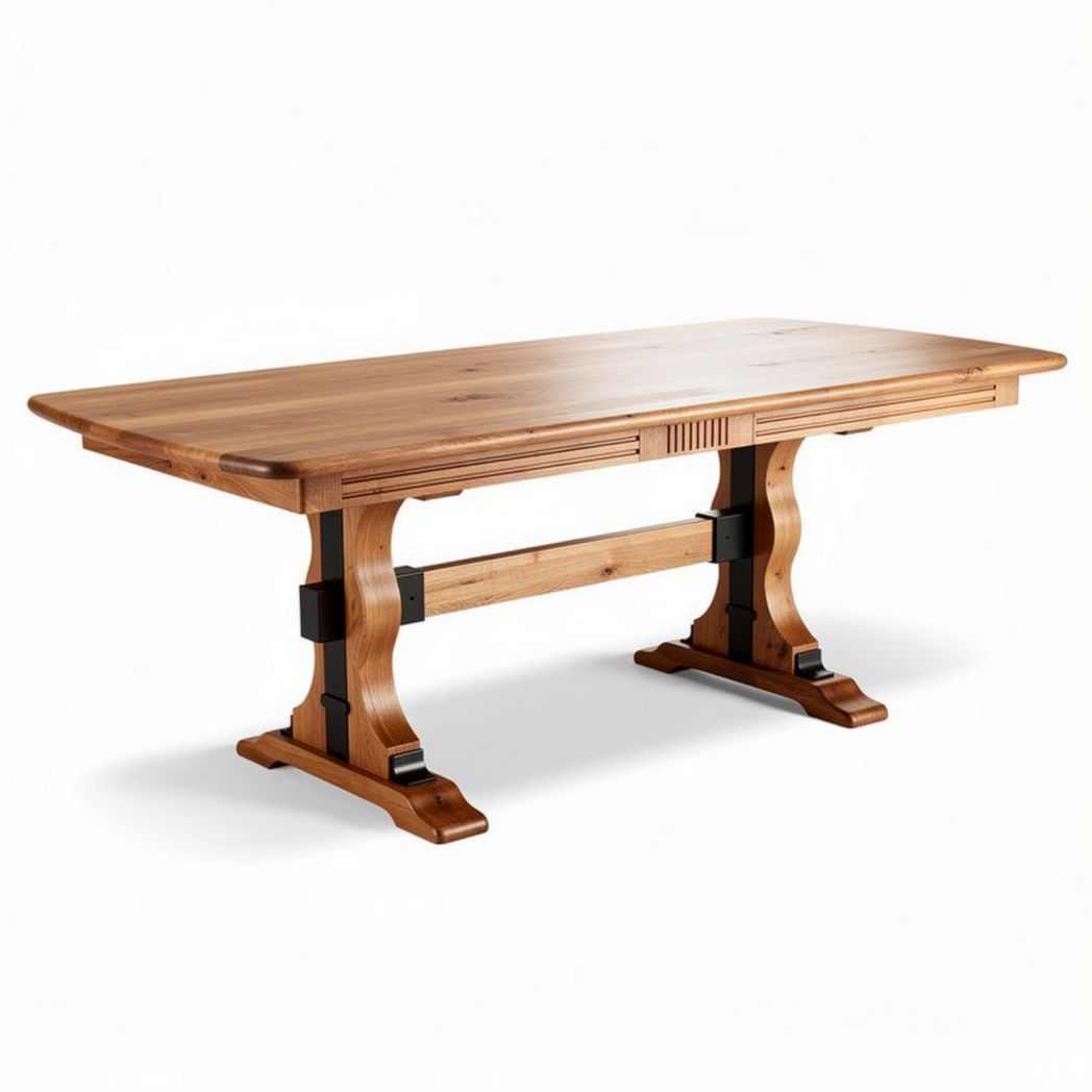 Tavolo in legno massello con base in metallo 200 x 100 x 75cm