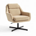 Poltrona girevole in tessuto beige con base in metallo nero 80 x 80 x 90cm