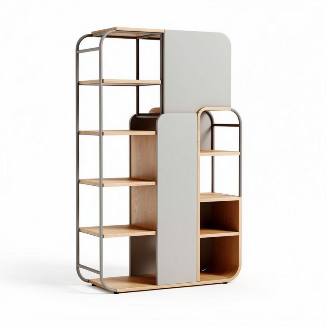 Libreria moderna in legno e metallo con dimensioni 180 x 80 x 40cm