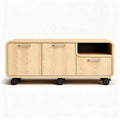 Mobiletto in legno con ruote e scomparti 120 x 40 x 50 cm naturale