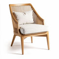 Poltrona in legno di faggio con cuscino beige dimensioni 70 x 60 x 90cm